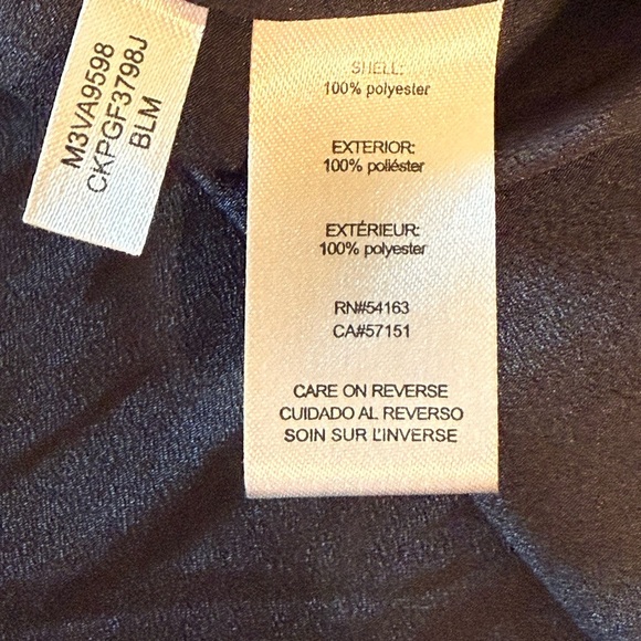 CALVIN KLEIN Women Thin Light Slippery Poly Blouse 2-Way Sleeve Black/Gray Med - Picture 4 of 11